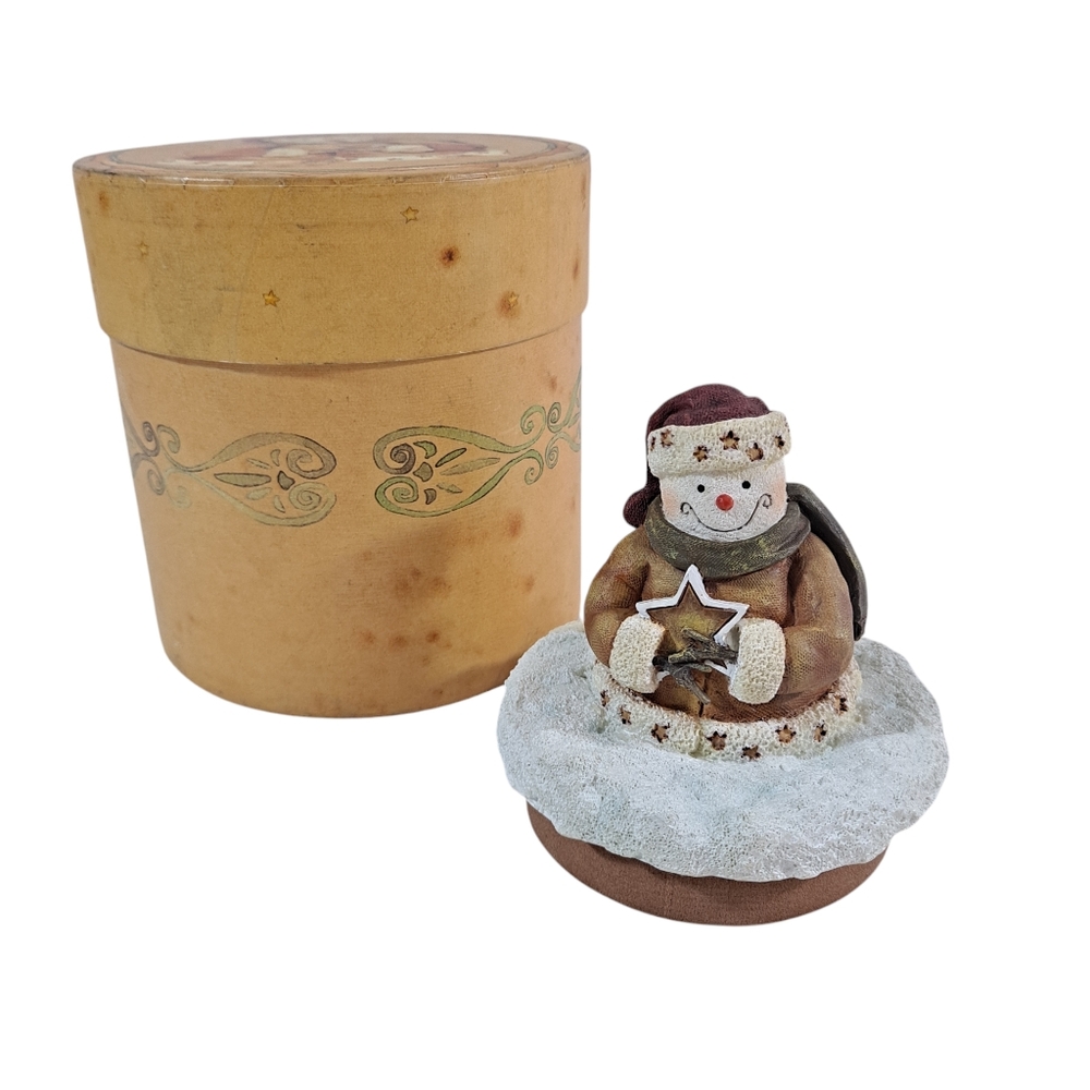 Vintage Lang Candle Topper Christmas Spirit Snowman With Original Packaging